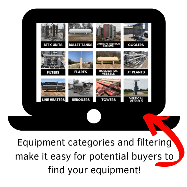 equipment categories and filtering on Surplus Energy Equipment Website